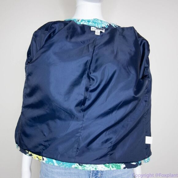 Kim‎ Rogers linen hawaii floral print blazer jacket, women's size Petite Small - Picture 8 of 16